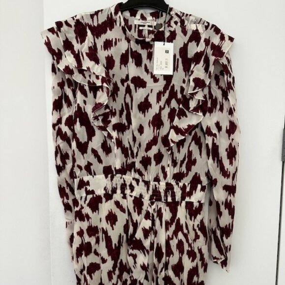 Isabel Marant Etoile Yoana Ruffled Silk Ecru Mini Dress